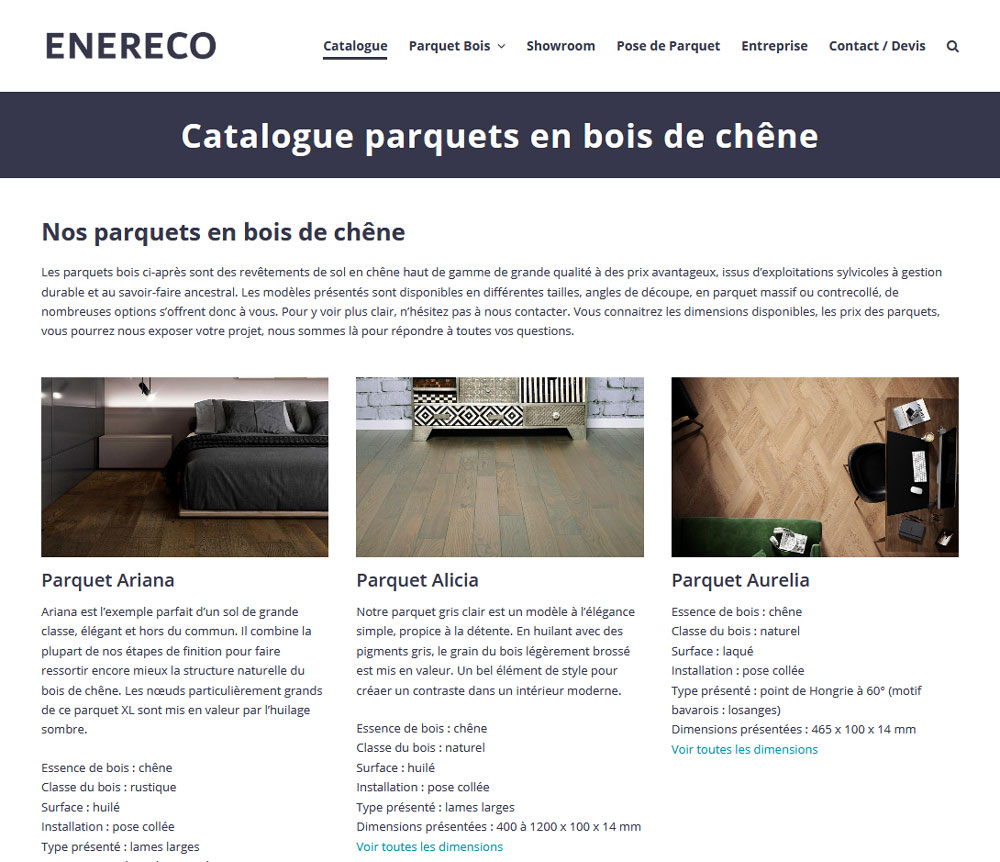 Showcase website with catalogue - ENERECO