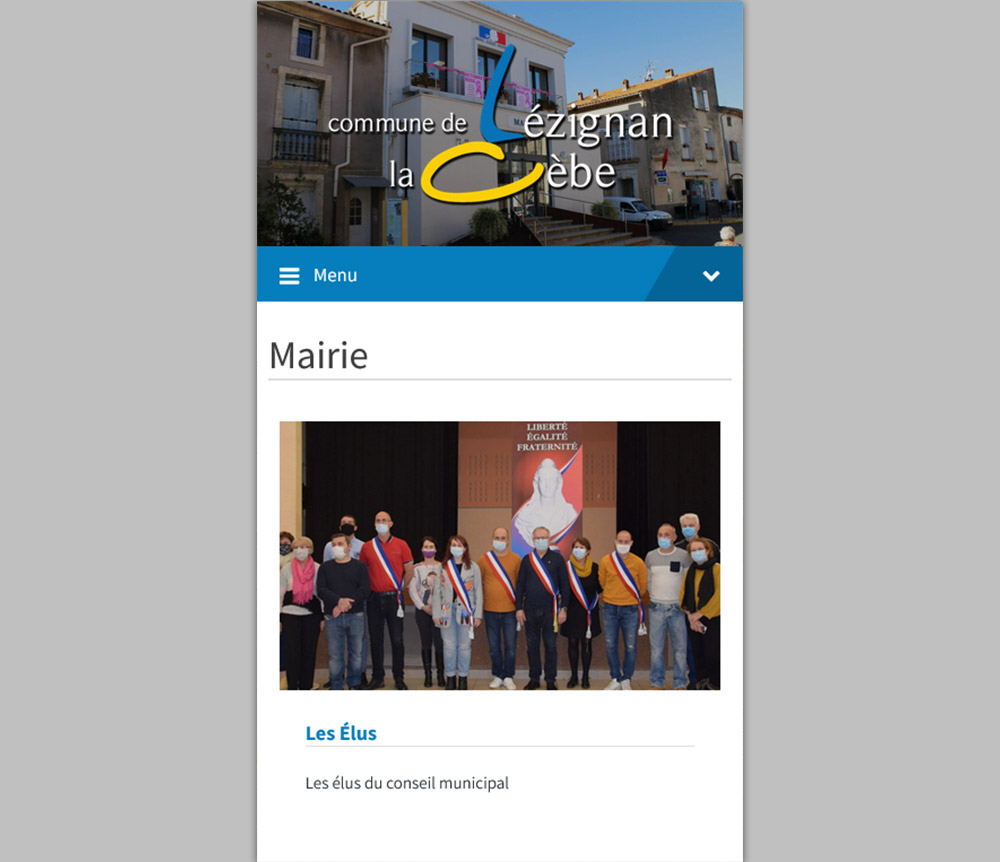Site web mobile municipalité - commune de Lézignan-la-Cèbe