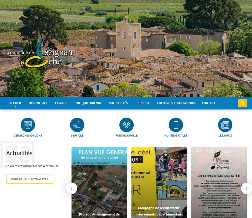 Site web ville - webdesign pour la mairie de Lézignan-la-Cèbe