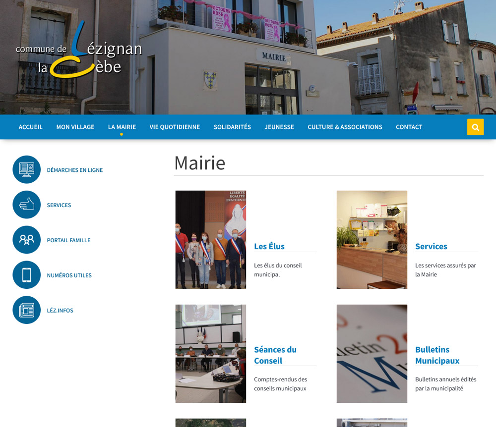 Website design for a municipality - Lézignan-la-Cèbe, Hérault, France